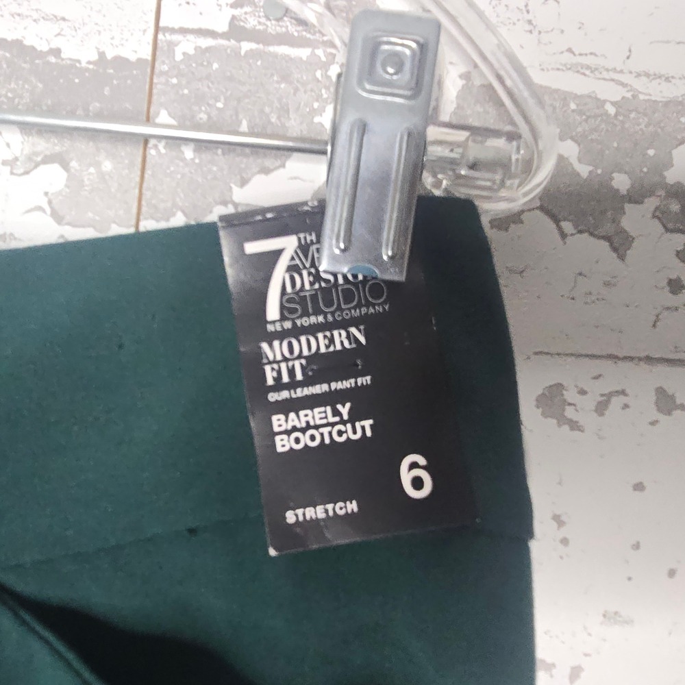 New York &‎ Company 7th Ave Barely Bootcut Dress Pants Green Modern Fit Sz 6 NWT - Picture 3 of 7